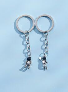 2 chiếc móc khóa quyến rũ phi hành gia dùng làm quà tặng, ví, túi đi học, ba lô và túi xách thông thường - Bạc - Xem 2