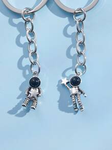 2 chiếc móc khóa quyến rũ phi hành gia dùng làm quà tặng, ví, túi đi học, ba lô và túi xách thông thường - Bạc - Xem 3