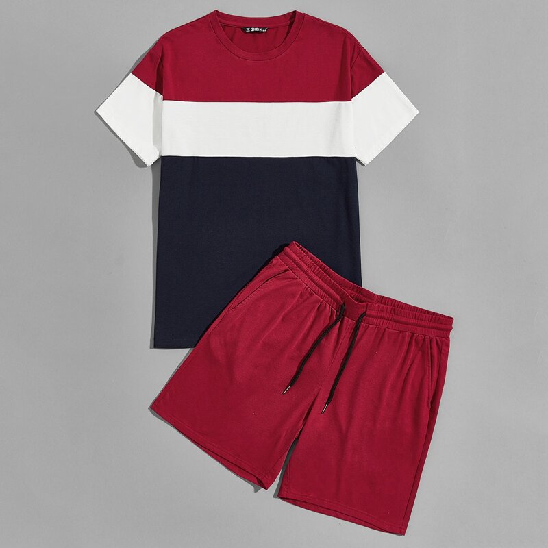 

Guys Colorblock Top & Track Shorts Set, Multicolor