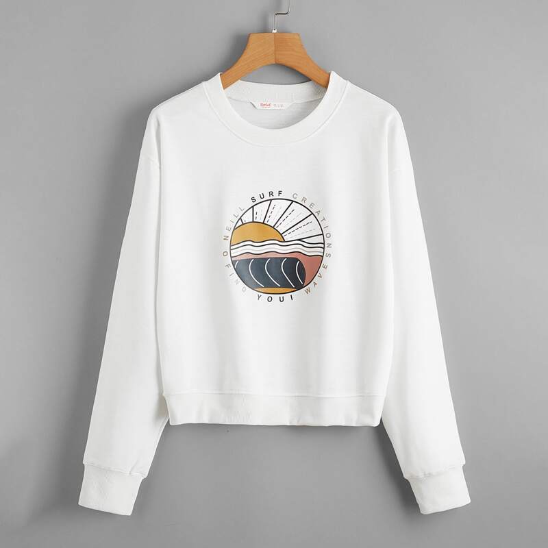 

Graphic Print Sweatshirt, White