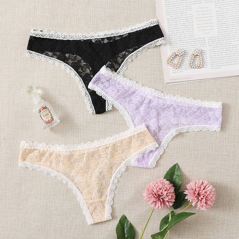 

3pack Floral Lace Thong Set, Multicolor