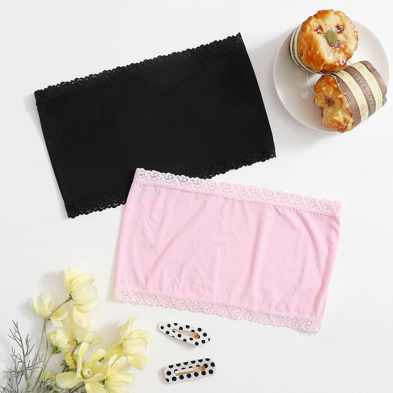 

2pack Lace Trim Bandeau Set, Multicolor