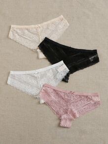 4pack Floral Lace Panty Set - Multicolor - View 3