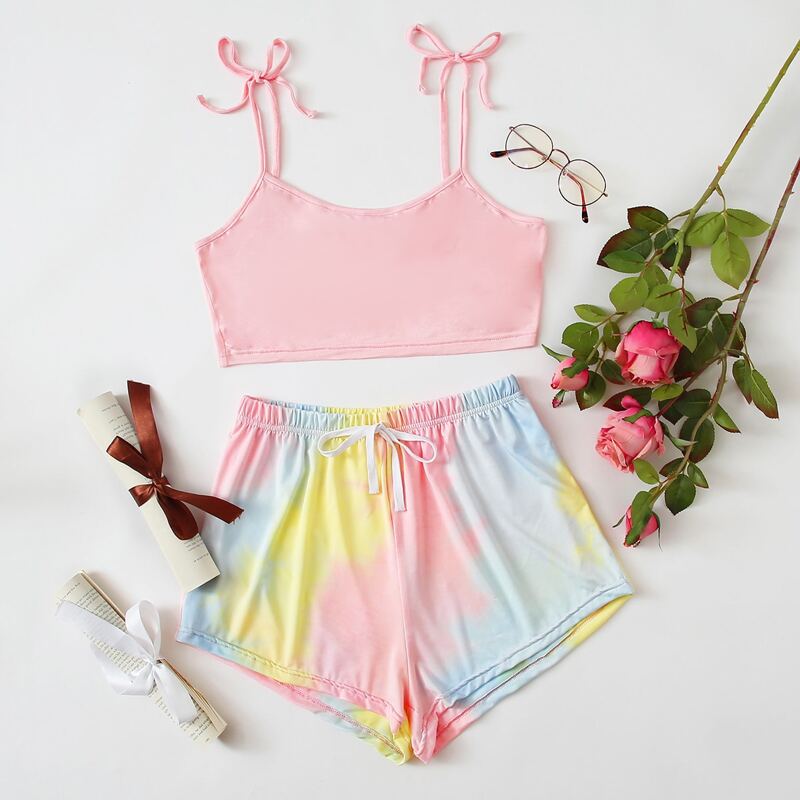 

Tie Dye Shorts PJ Set, Multicolor