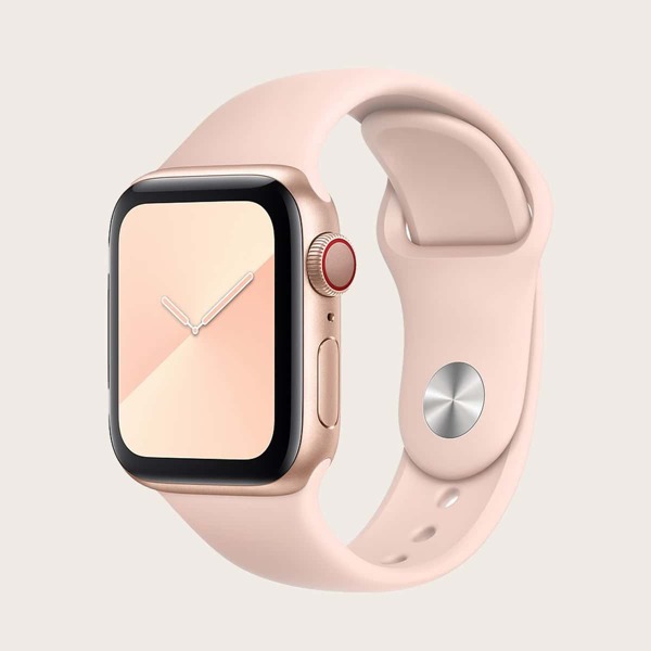 

1pc Solid Silicone iWatch Band, Pink