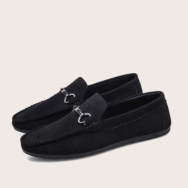 

Men Metal Decor Slip On Loafers, Black