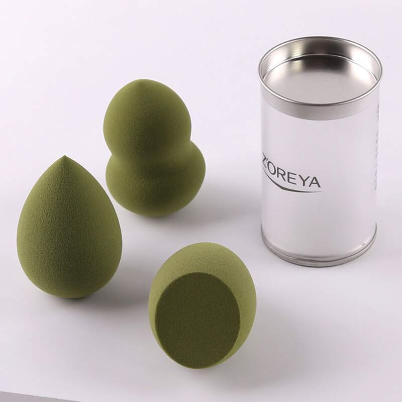 

3pcs Solid Makeup Sponge With 3pcs Storage Box, Green