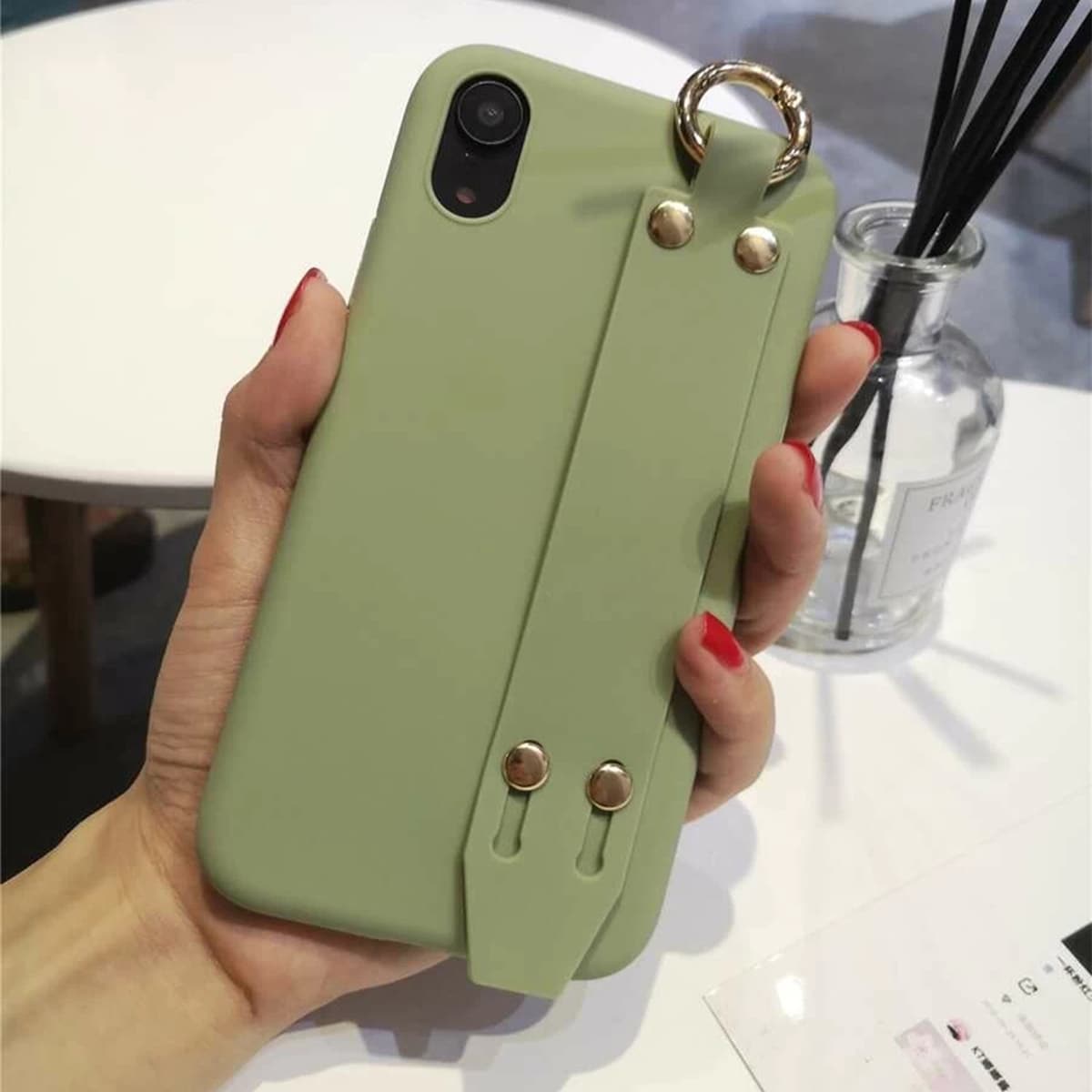 

Solid Hand Strap iPhone Case, Pastel mint green