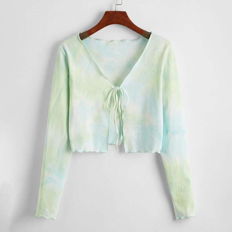 

Tie Dye Tie Front Top, Multicolor