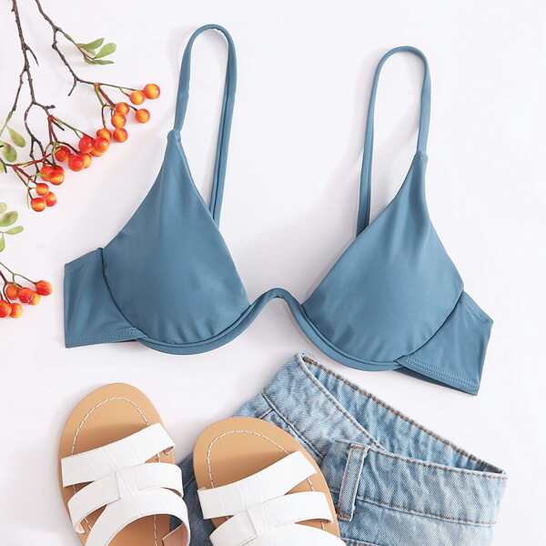 

Underwire Bikini Top, Dusty blue