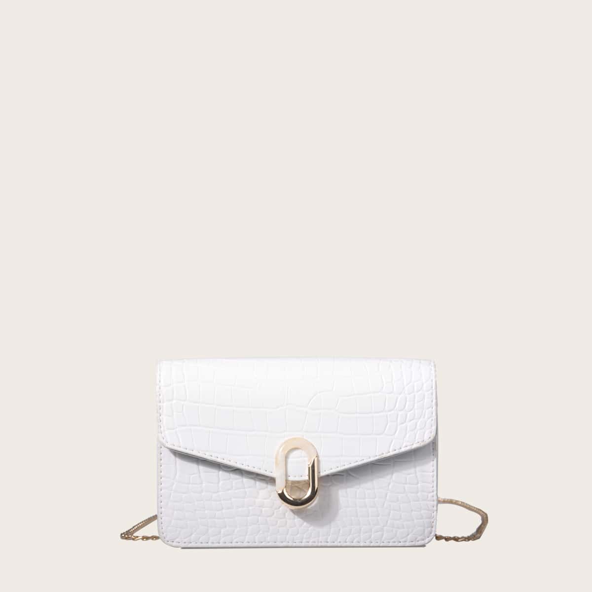 

Croc Embossed Crossbody Bag, White