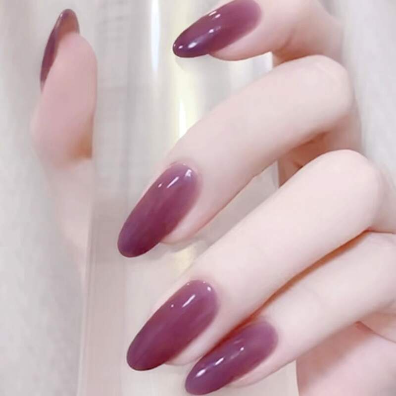 

24pcs Solid False Nail & 1sheet Tape, Mauve purple