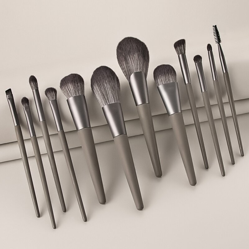 

12pcs Soft Makeup Brush Set, Grey