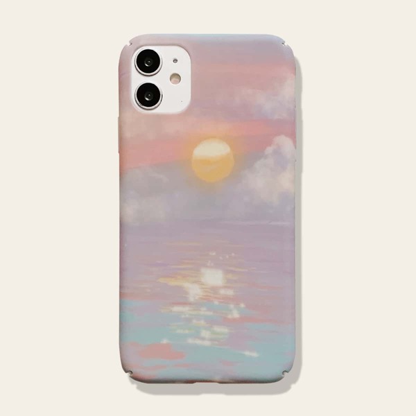 

1pc Sunset Print iPhone Case, Multicolor