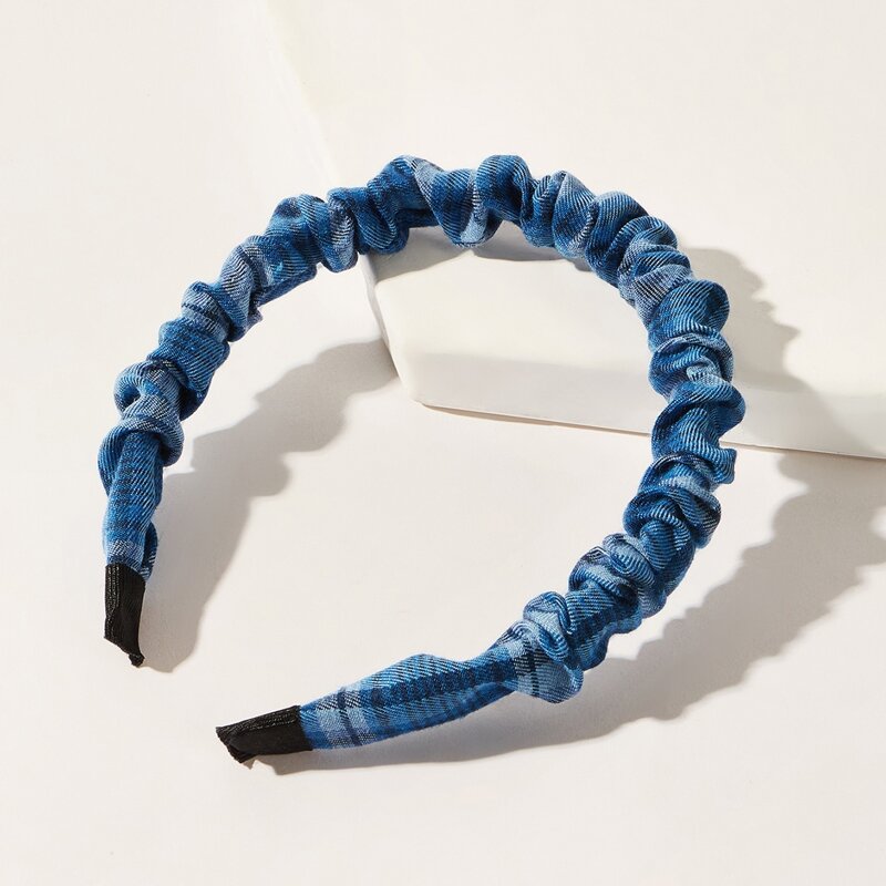 

Plaid Ruched Hair Hoop, Blue
