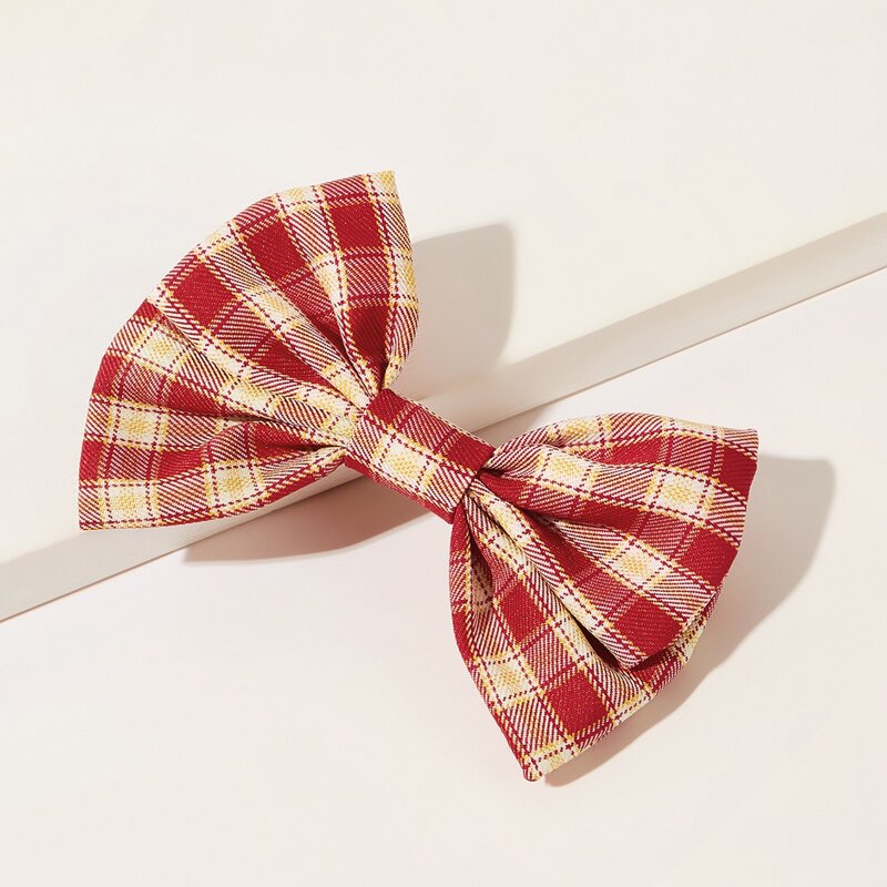 

Plaid Bow Hair Clip, Red