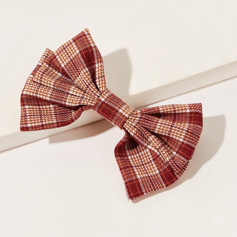 

Houndstooth Bow Hair Clip, Red