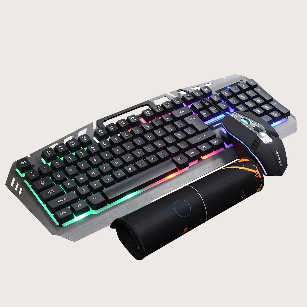 

1pc USB Wired Keyboard With 1pc Mouse & 1pc Mouse Pad, Black