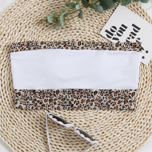 

Contrast Leopard Bandeau Bikini Top, Multicolor