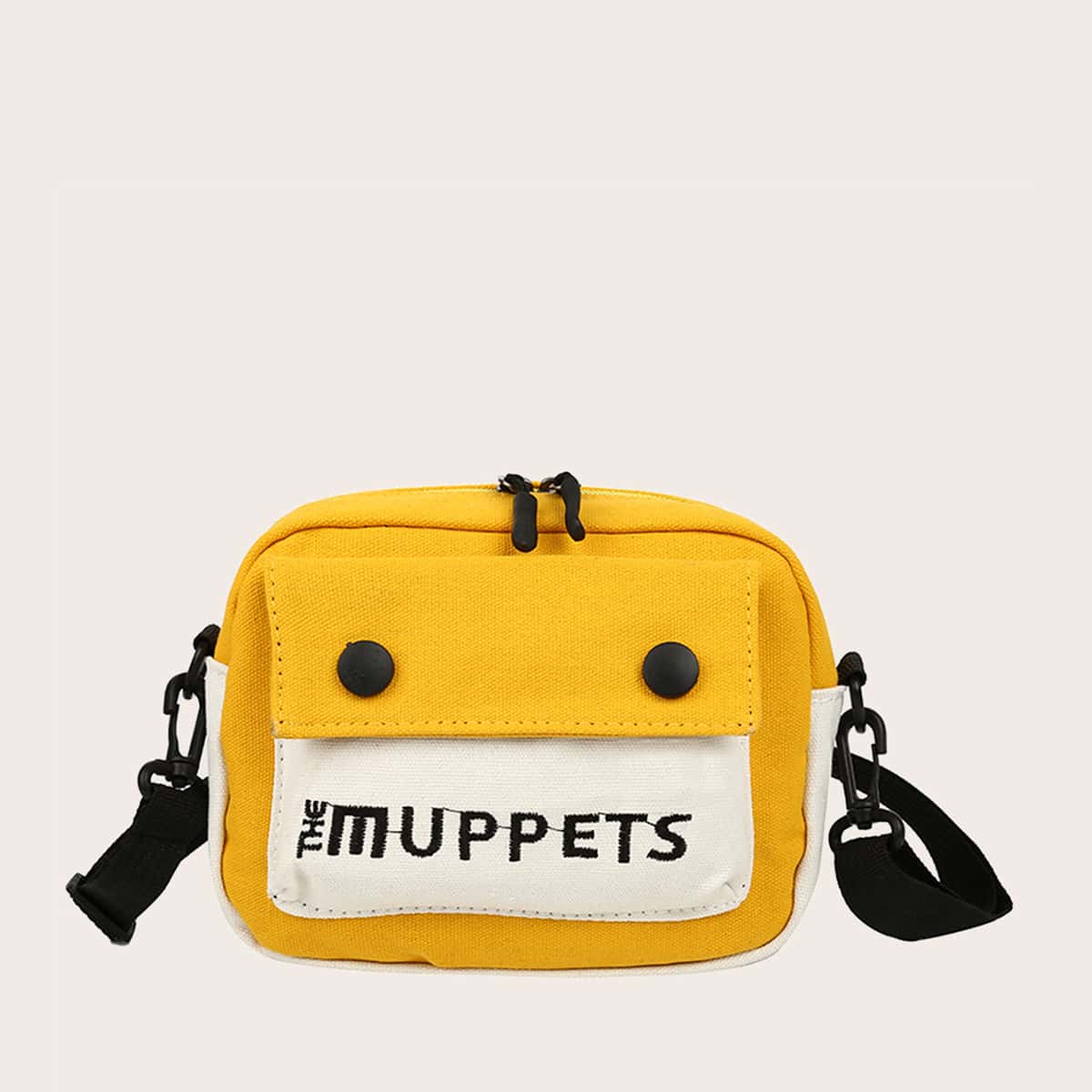 

Guys Letter Embroidered Canvas Crossbody Bag, Yellow