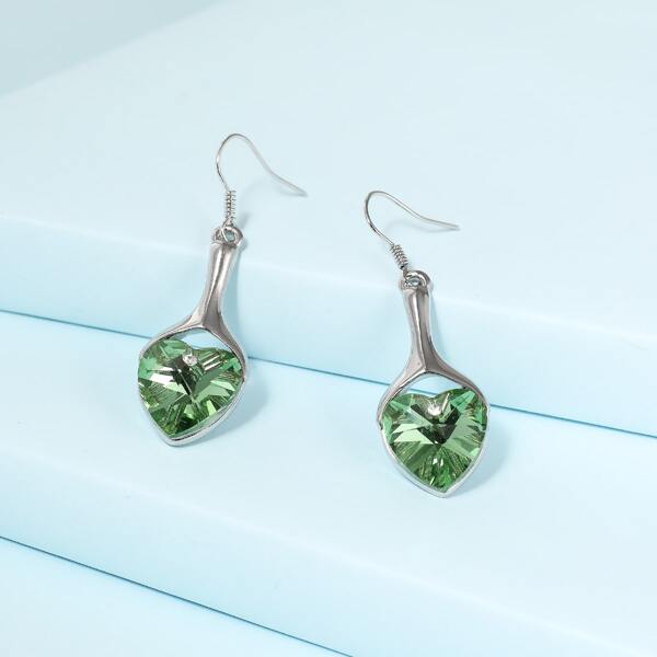

Rhinestone Inlaid Drop Earrings, Silver