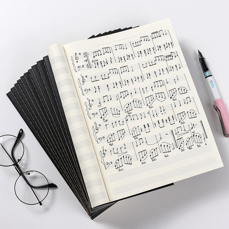 

1pc Music Note Notebook, Black and white