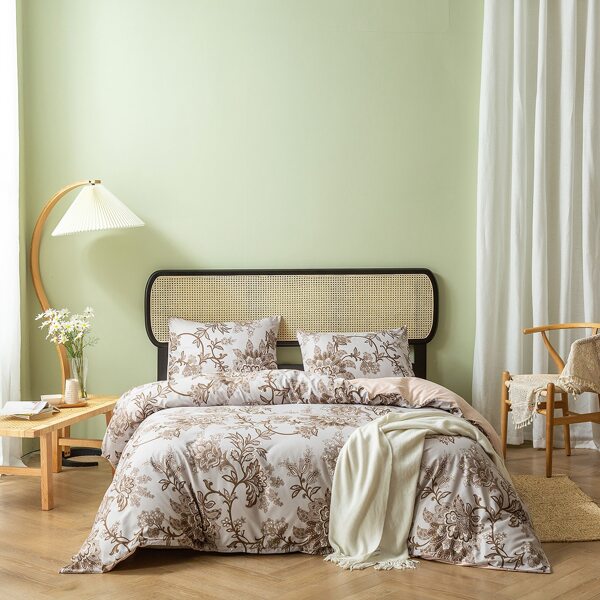 

Flower Print Bedding Set Without Filler, Multicolor