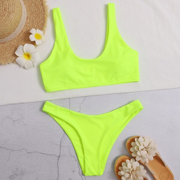 

Neon Lime High Cut Bikini Swimsuit, Neon lime green