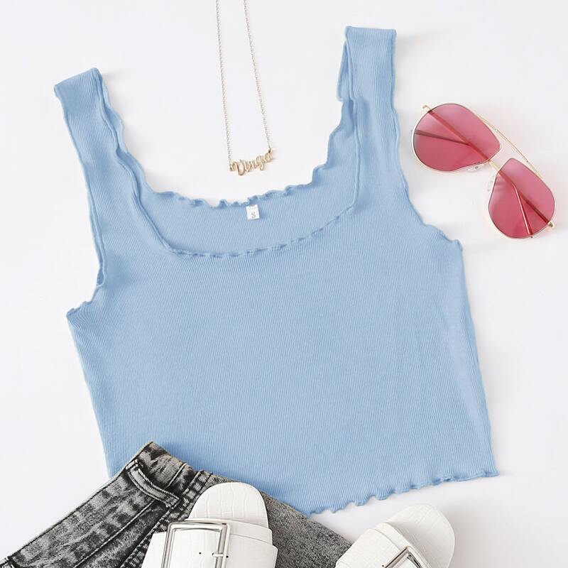 

Solid Crop Tank Top, Baby blue