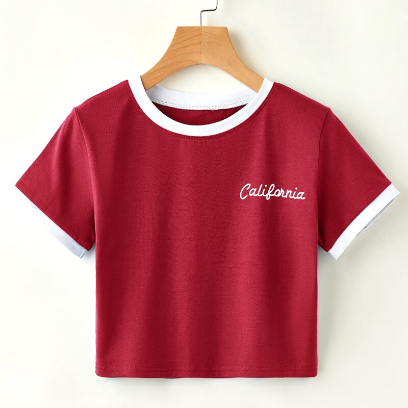 

Letter Graphic Ringer Tee, Red