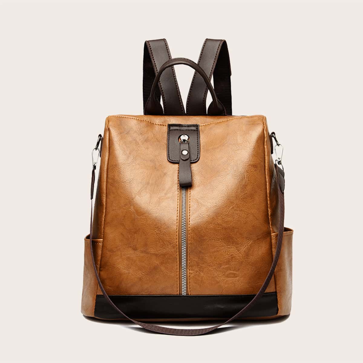 

Zip Front Backpack, Brown