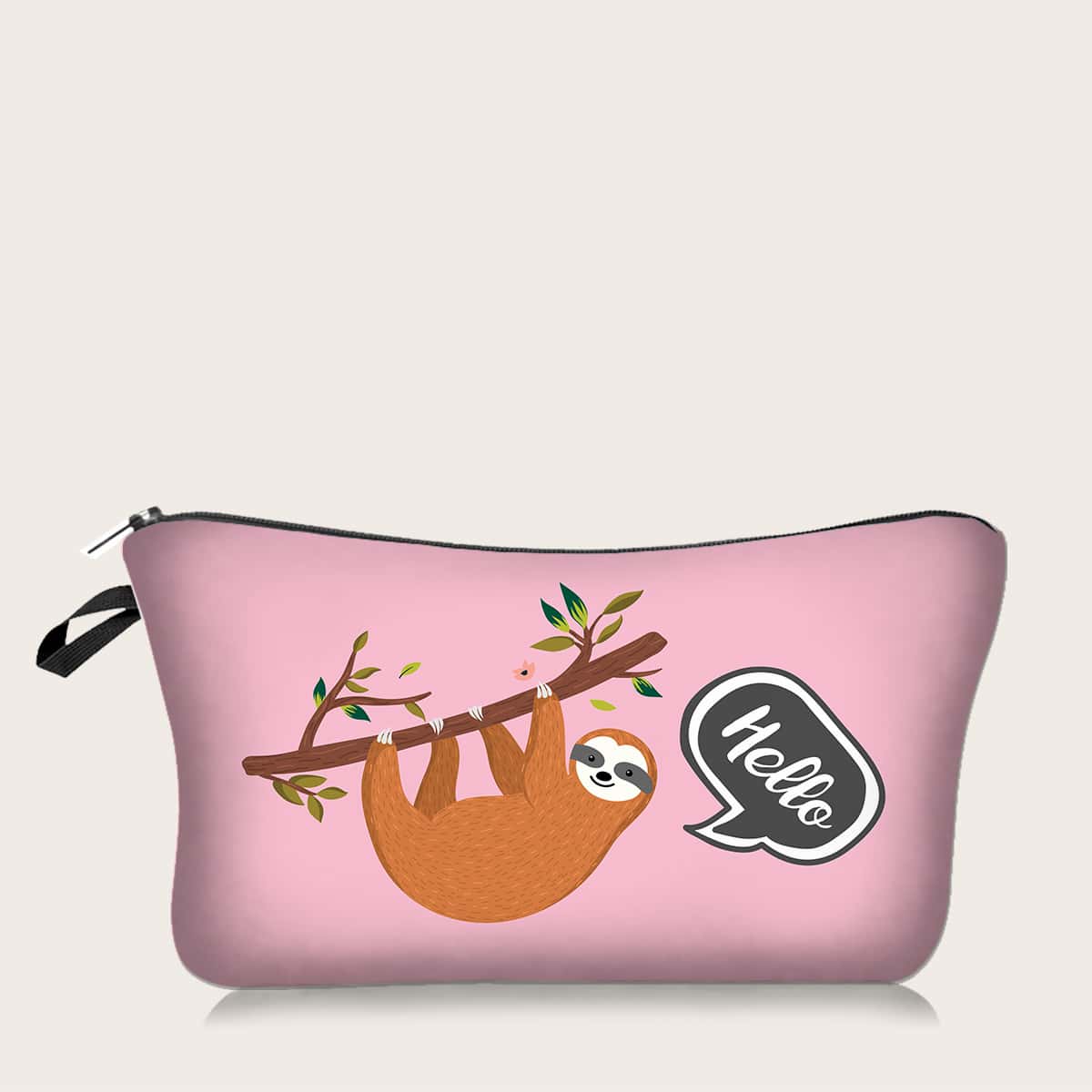 

1pc Cartoon Sloth Print Makeup Bag, Pink