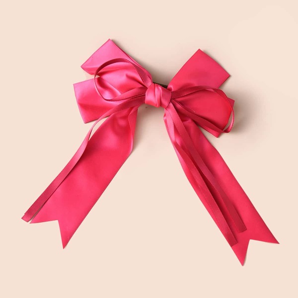 

Girls Plain Bow Decor Hair Clip, Hot pink