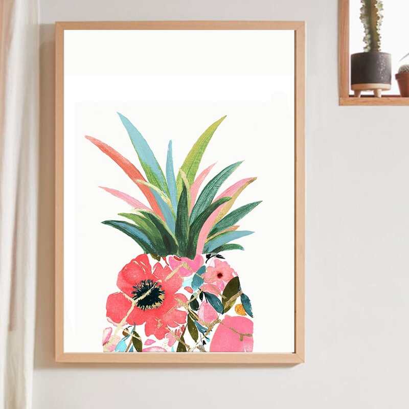 

Pineapple Print Wall Painting Without Frame, White
