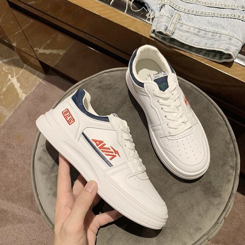 

Letter Graphic Lace-up Skate Sneakers, White