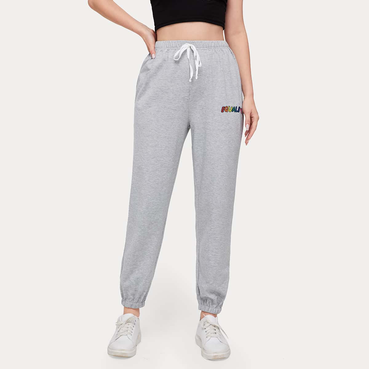 

Letter Graphic Sweatpants, Light grey