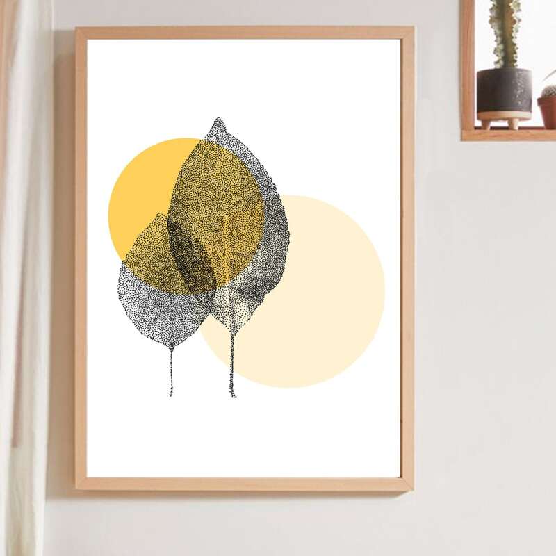 

Leaf Print Wall Painting Without Frame, White