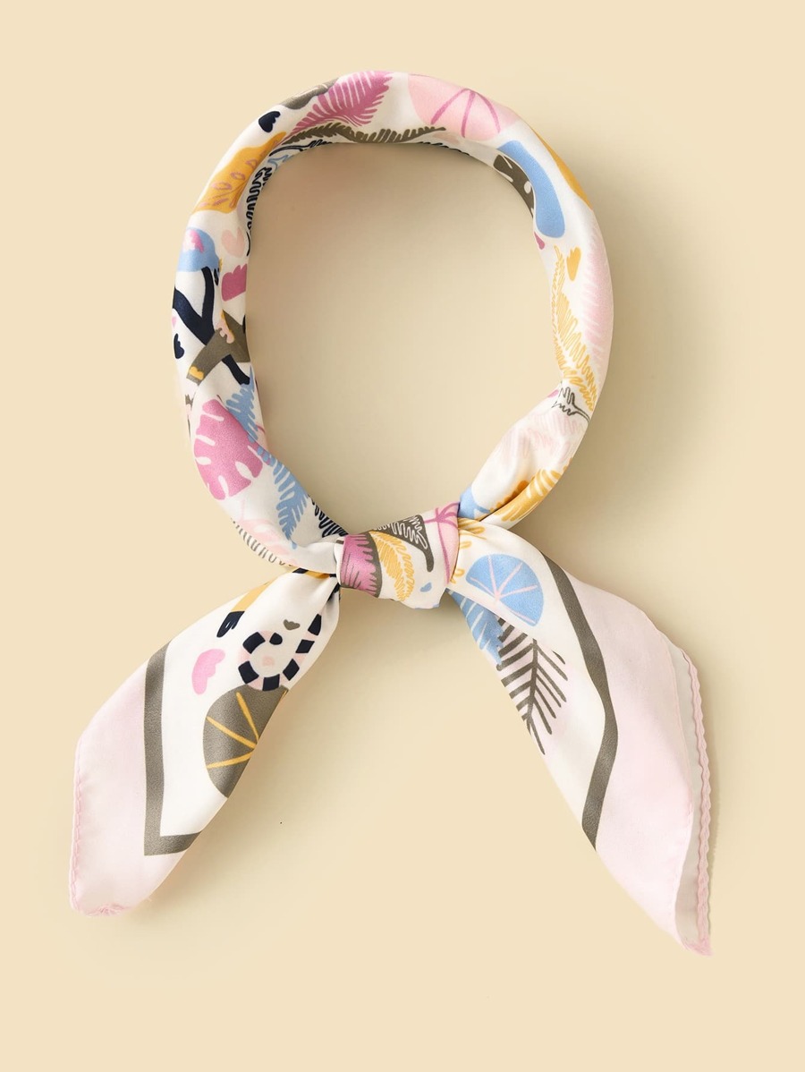 1 pieza bufanda cuadrada de mujer con estampado floral a la moda - Multicolor - Ver 1