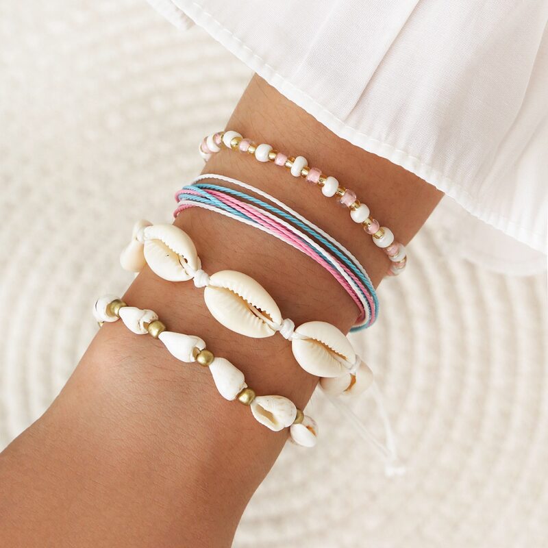 

4pcs Shell Bracelet, Multicolor