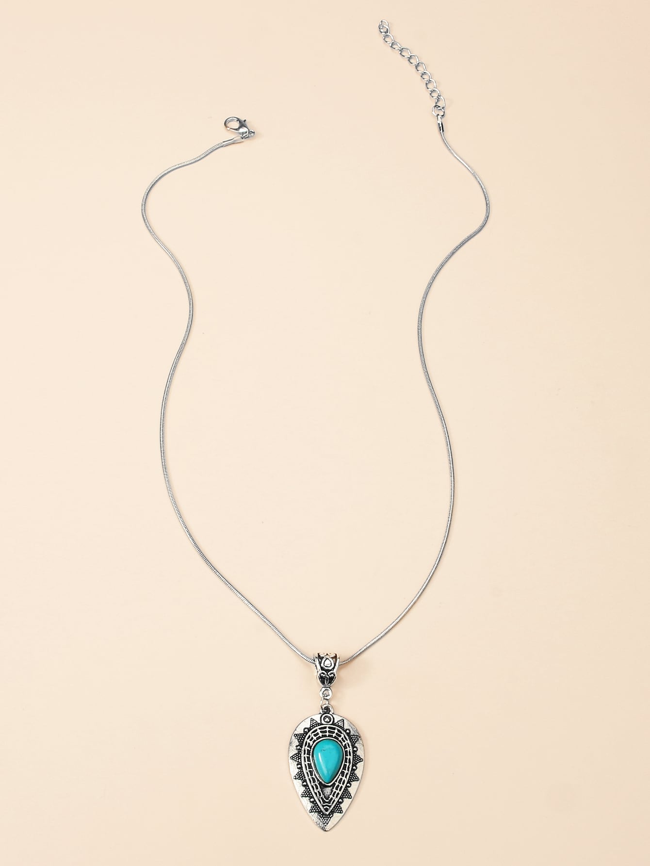 Water Drop Turquoise Inlaid Pendant Necklace thumbnail