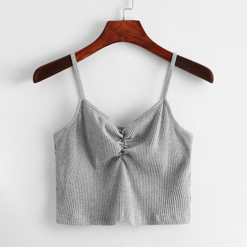 

Solid Ruched Cami, Grey
