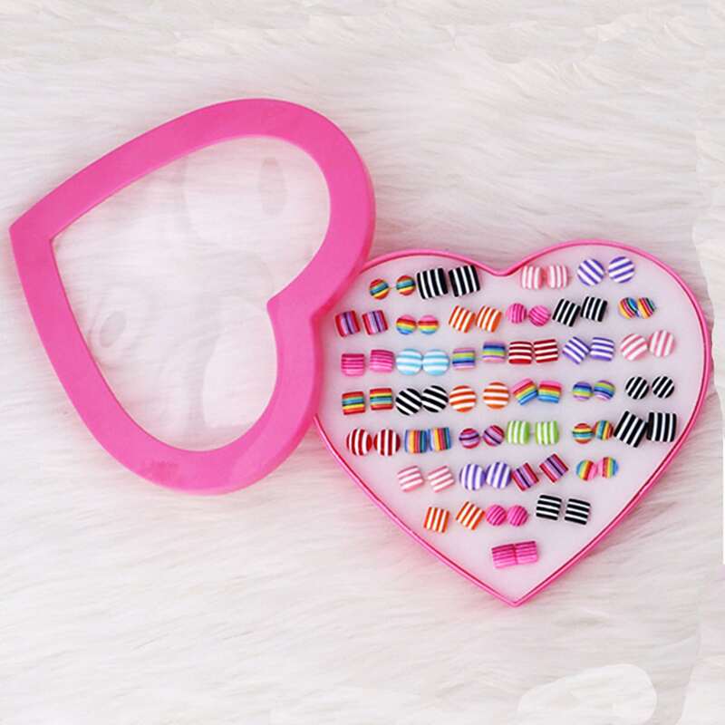 

36pairs Striped Stud Earrings, Multicolor