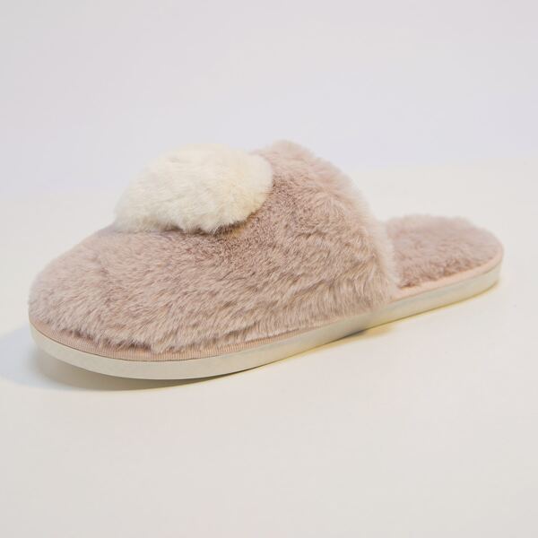 

Two Tone Wide Fit Fluffy Slippers, Pink