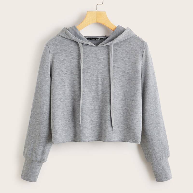

Wrap Back Drawstring Hoodie, Grey