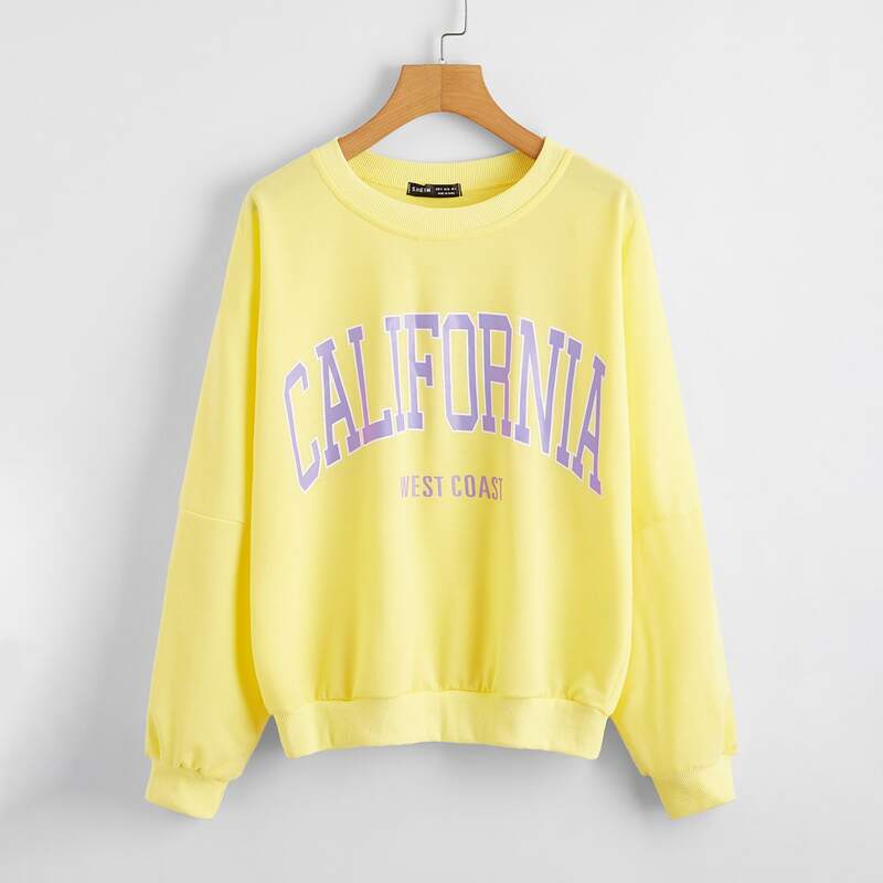 

Neon Yellow Letter Graphic Sweatshirt, Yellow neon