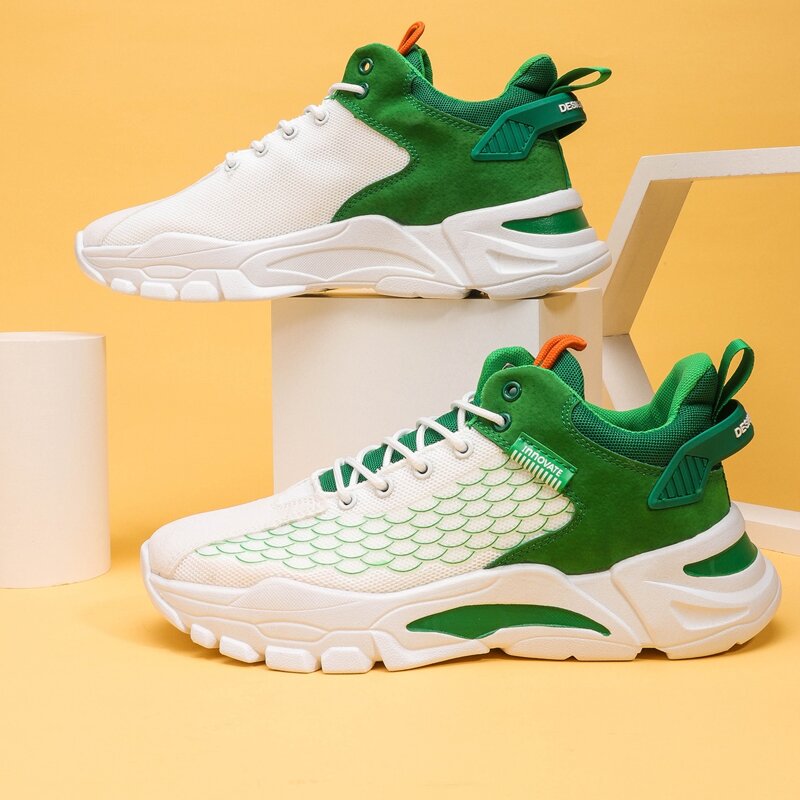 

Guys Lace-up Front Fish Scale Sneakers, White