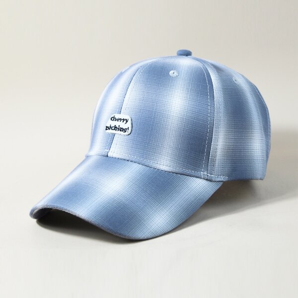 

Plaid Pattern Baseball Cap, Baby blue