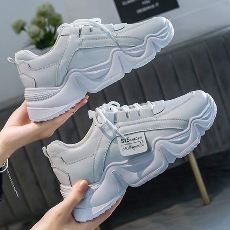 

Lace-up Chunky Sneakers, White