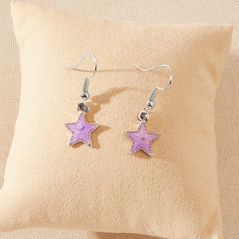 

Star Drop Earrings, Purple