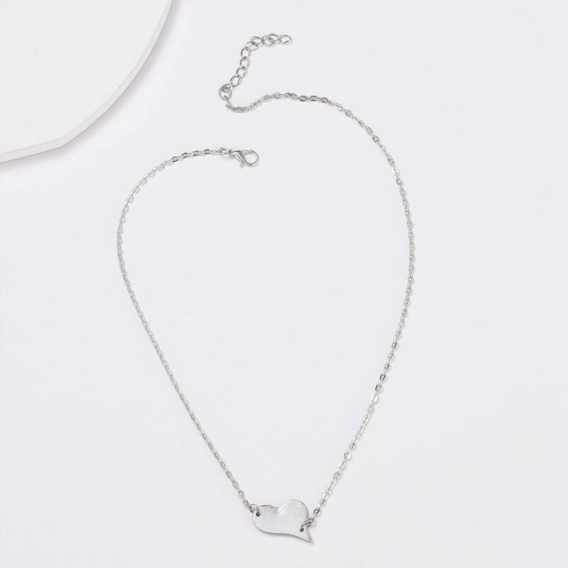 

Heart Clavicle Necklace, Silver
